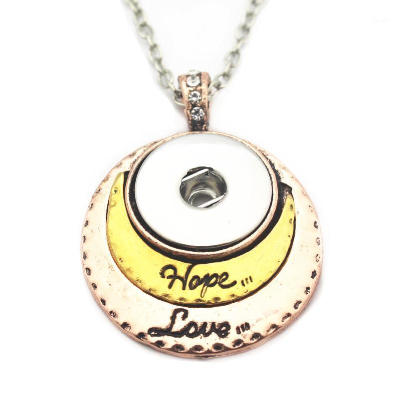 

Gold Sterling jewelrymetal 18mm snap necklace bohemian love hope pendant Necklace for women1