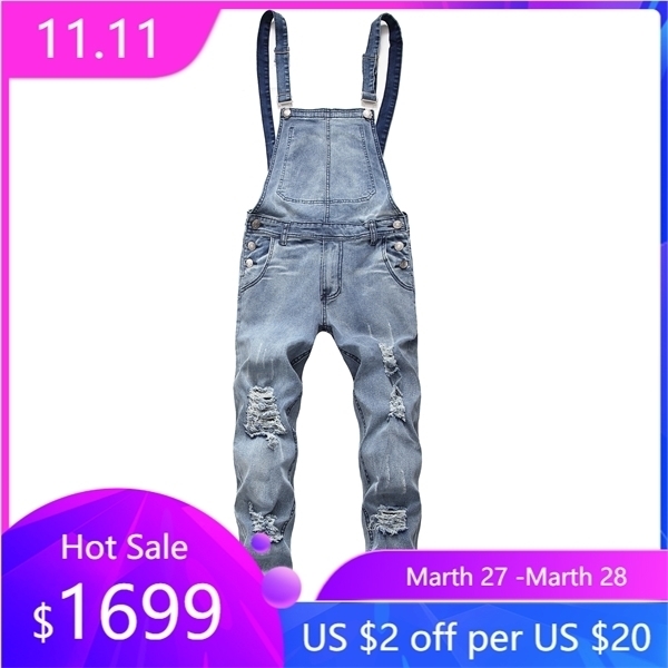 

Jumpsuit Bib Denim Jumper Suspender Clothing trousers men New Style Pants Men's Jeans, Blue