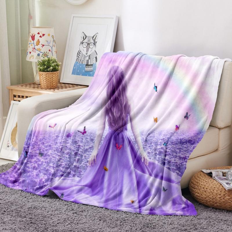 

Rainbow Soft Flannel Fleece Blanket Print Cartoon Blanket Girl Bedroom Bed Cover Warm Bedspread Wedding Gift Drop Ship