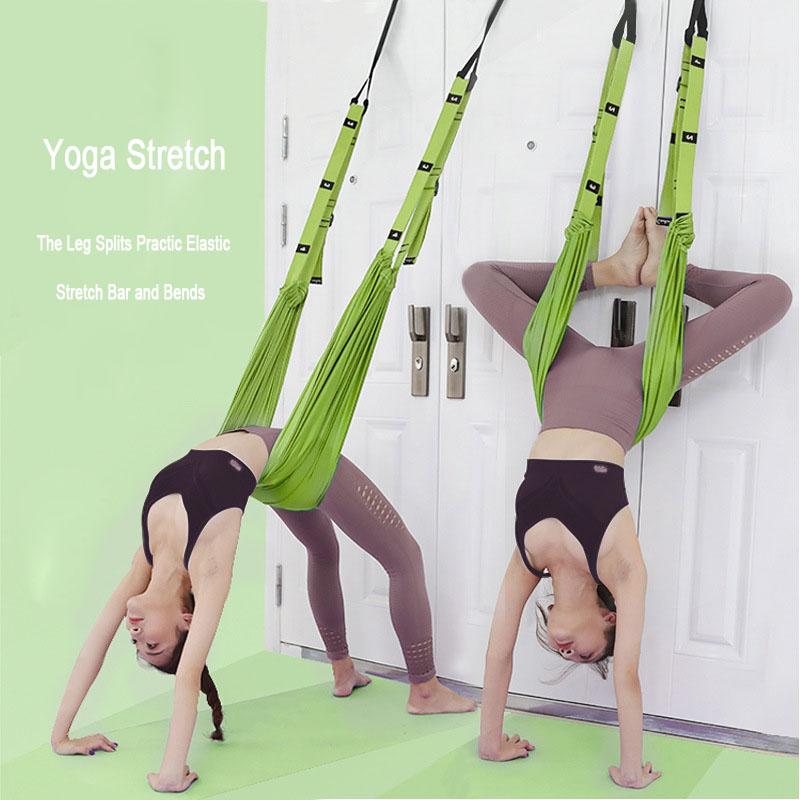 

Yoga Rope Stretch The Leg Splits Practic Elastic Stretch Bar and Bends Down To Yoga Handstand Training Device Rope XA67A, Black