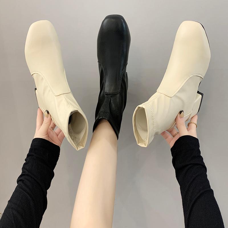 

Women's Rubber Boots Shoes Boots-Women Luxury Designer Rain Autumn Med Ankle Rock 2021 Fashion High Heel Ladies Lace-Up