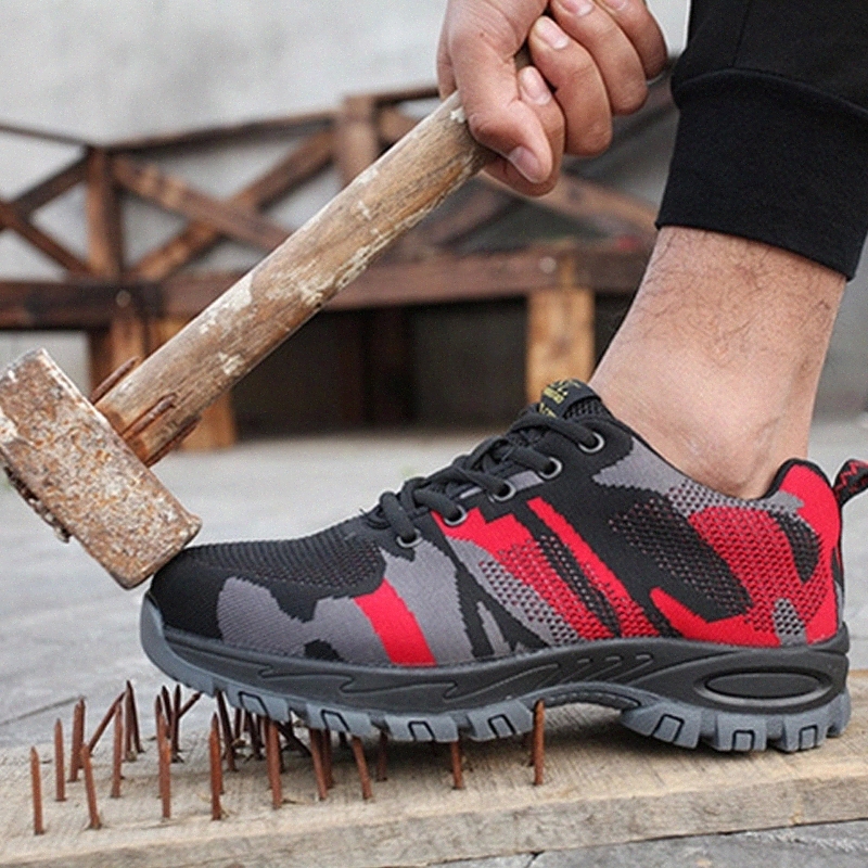 

Camouflage Men Work Shoes Breathable Outdoor Puncture Proof Safety Shoes Male Anti-slip Steel Toe Cap Work Boots Man Size 46 #i31E