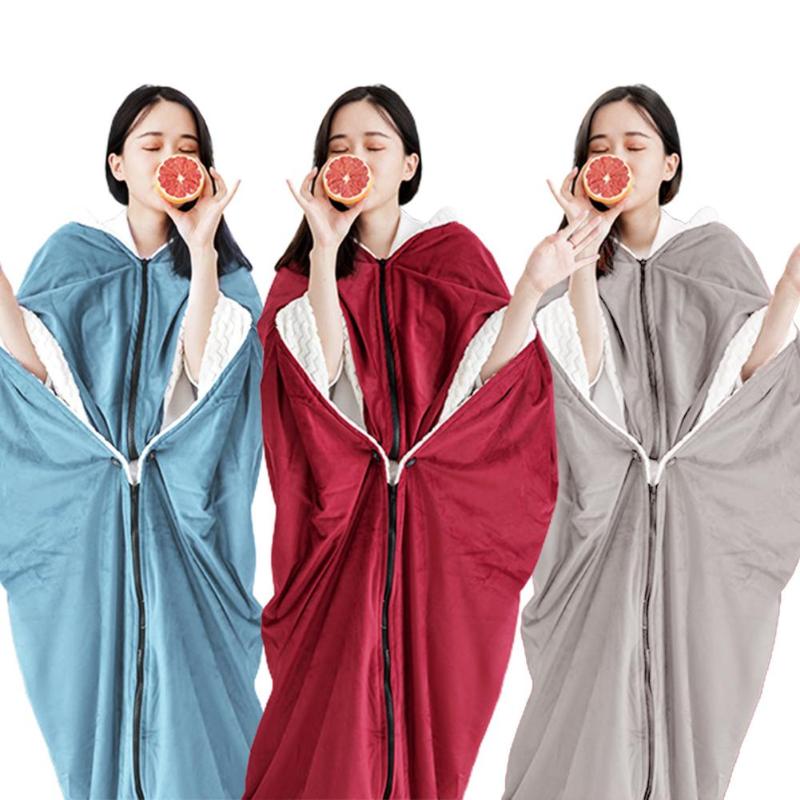 

Winter Lazy Quilt Family Blanket Cape Cloak Nap Blanket Dormitory Mantle Covered Thick Warm Double-layer