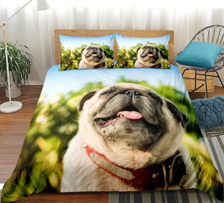

Cute Dog Puppy Bedding Set Bedroom Decor Green Background Hypoallergenic Zipper 1PC Duvet Cover with Pillowcases1, White