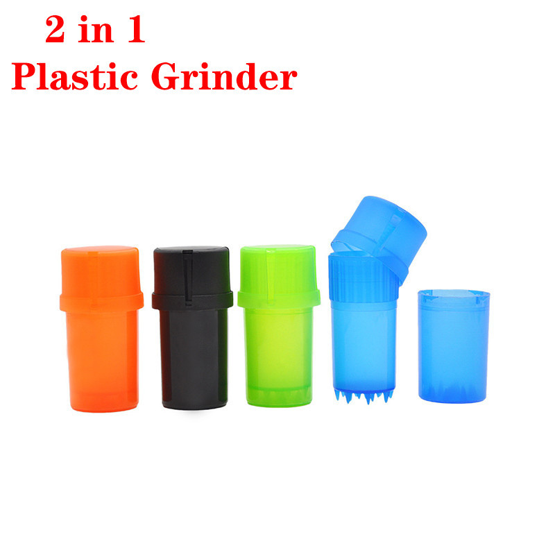 

2 in 1Grinders Smoking grinder Plastic tobacco spice Grinder Crusher Smoking 3parts Tobacco grinders SmokeAccessories herb grinder