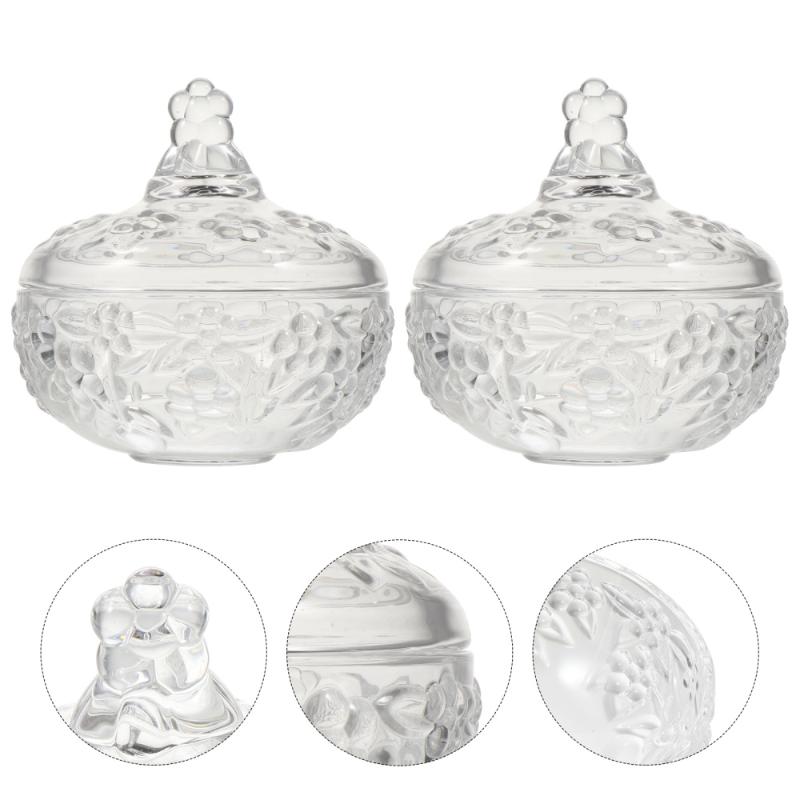 

2 Pcs Candy Storage Jar Crystal Jewel Case Multifunctional Storage Container