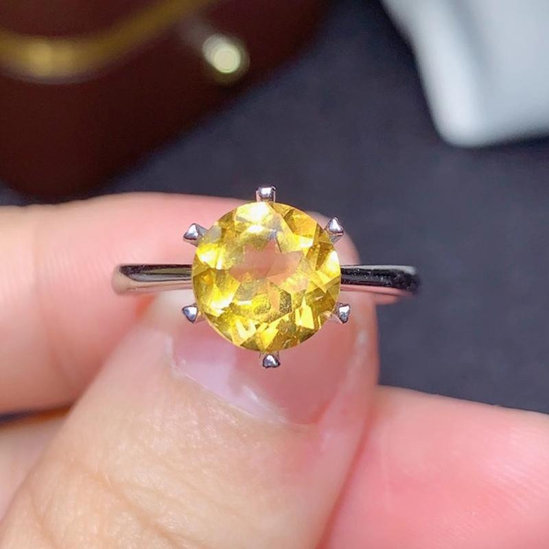 

Cluster Rings CoLife Jewelry Simple Yellow Crystal Ring For Daily Wear 100% Natural Citrine Engagement 925 Silver