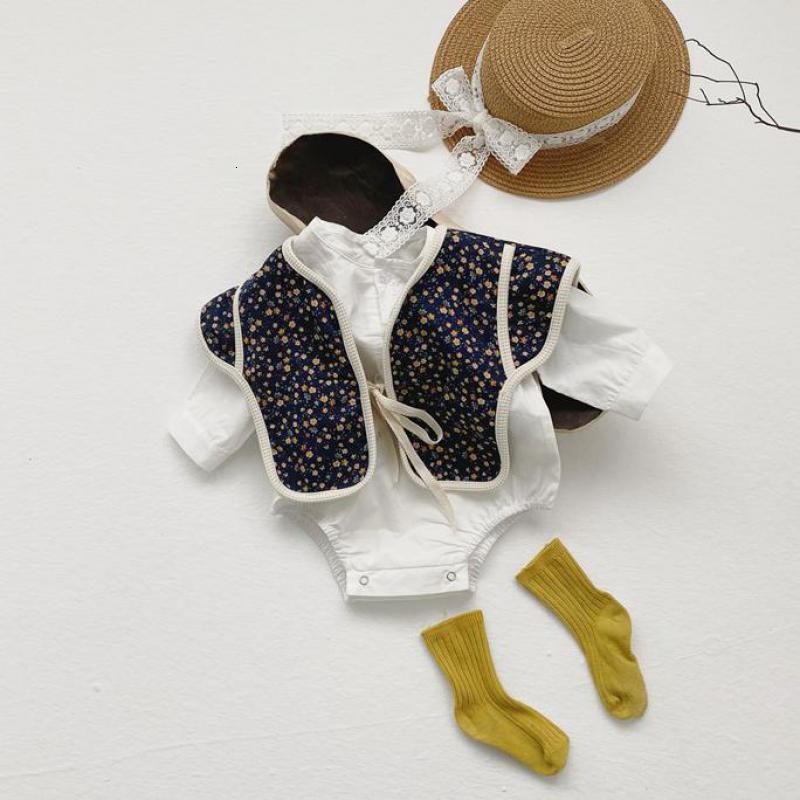 

2021 Spring New Baby for Clothes Sets Kids Girls White Long Sleeve Bodysuit and Floral Cardigan Vest 2pcs Set Clpf, 5066 vest bodysuit
