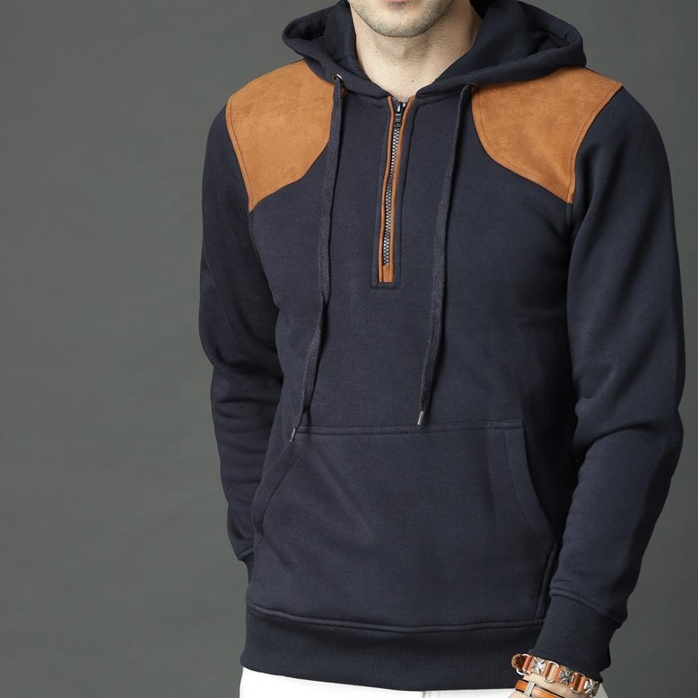 

Striped high quality polyester cotton blend American European size OEM customizable wholesale fleece Athletic Hoodies hoodie, Black