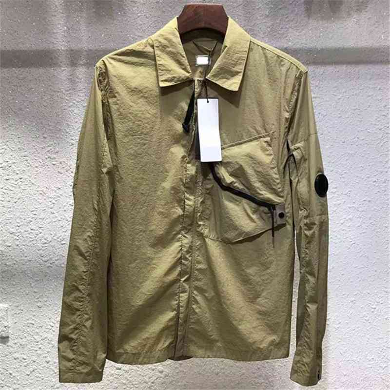 

Men's Jackets Frivolous Casual summer solid shirt The lapel is versatile Chaopai Black tooling coat European and American simple top AN5V, Army green-3
