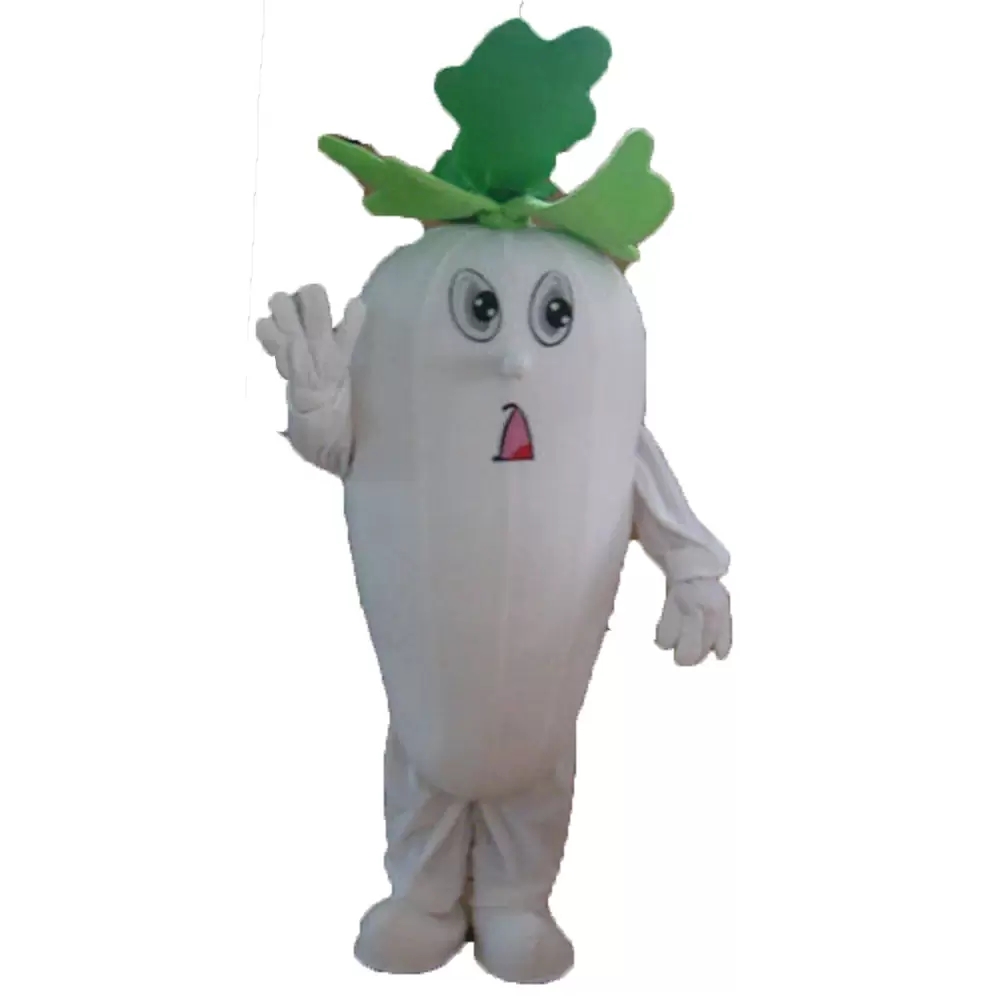 

Performance White Radish Mascot Costume Halloween Christmas Fancy Party Dress Cartoon Character Suit Carnival Unisex Adults Outfit, As pic