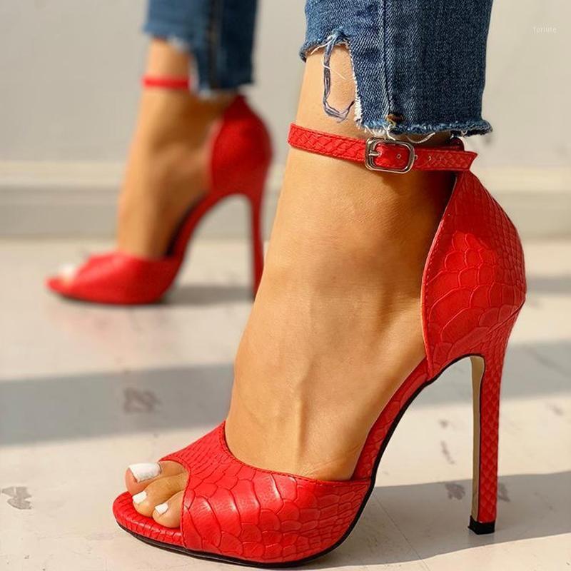 

Rimocy 2021 Fashion Women Stiletto Super High Heels Sandals Summer Sexy Ankle Strap Peep Toe Gladiator Shoes Woman Party Pumps1, Red
