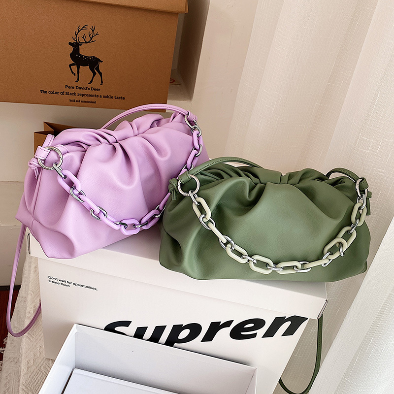 

Thick Chain Shoulder Bag Luxury Handbag Women Bags Designer Leather Clutches Retro Cloud Pouch Purses Women Crossbody Bag Bolsos C1020