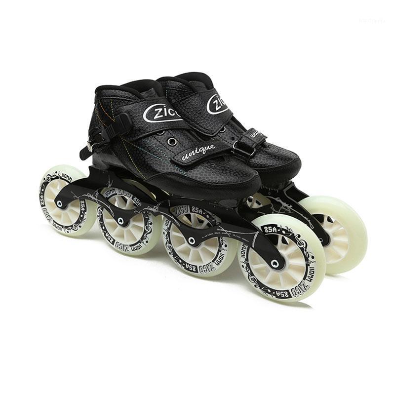 

JK Original ZICO Speed Carbon Fiber Inline Roller Skates Unisex Professional 4 Wheels Racing Skating Shoes Kids Adult Patines1, Black