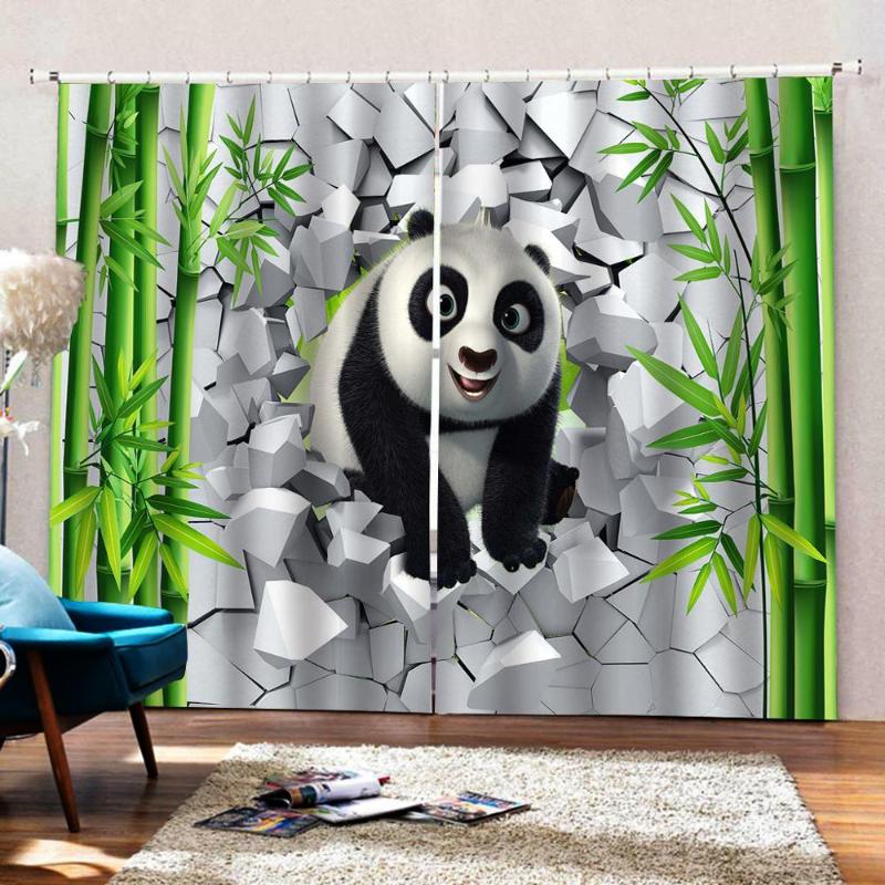 

Fashion Custom Bamboo 3D Animal Panda Curtains Backdrop For Living Room Bedroom Office Decoration Modern Window Blackout Drape, As pic