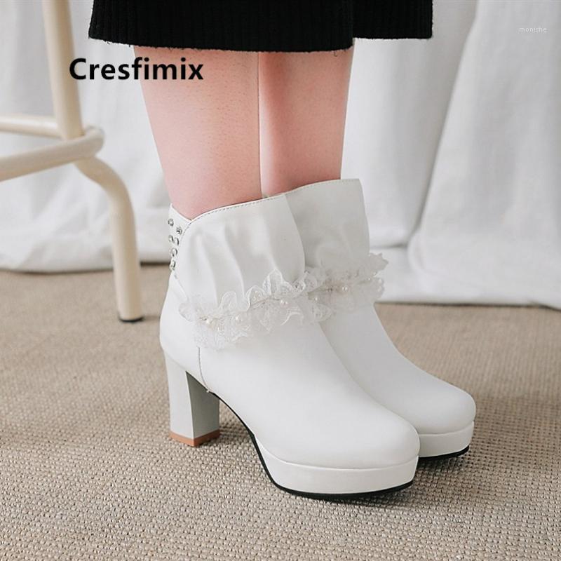 

Cresfimix Female White Comfortable High Quality Pu Leather Short Boots Lady Black Casual Street Boots Botas Femininas C60571