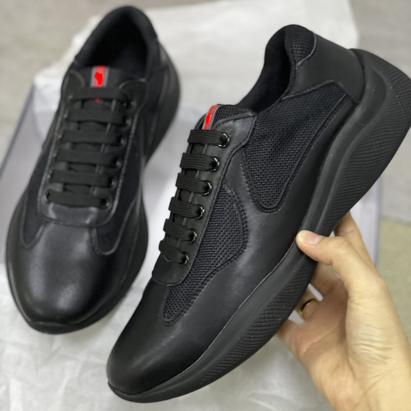 

Designer Americas cup leather and mesh sneakers flats platform oversized sneaker shoes espadrille flat sole Casual sneakers With Box, Color 1
