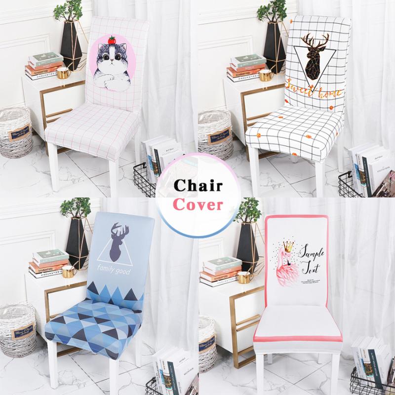 

Printed Chair Cover Dining Elastic Chair Covers Spandex Stretch Cover Removable for Dining Room Wedding Kitchen Banquet