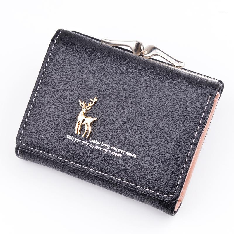 

Women Wallets Purses Deer Wallets For Girl Ladies Money Coin Pocket Card Holder Female Clutch Bags 20191, Black