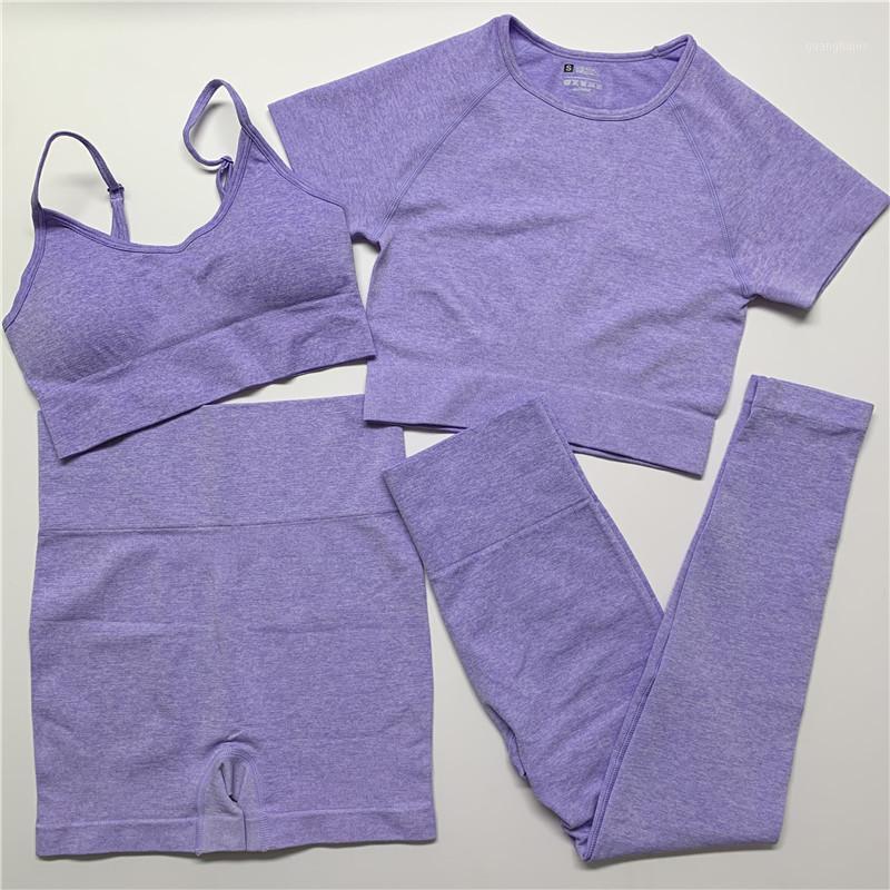 

2/3/4PCS Seamless Summer Women Gym Suit 2 Piece Set Women Gym Set Fitness Clothing Ropa Deportiva Mujer Yoga Clothing1, Blue shorts
