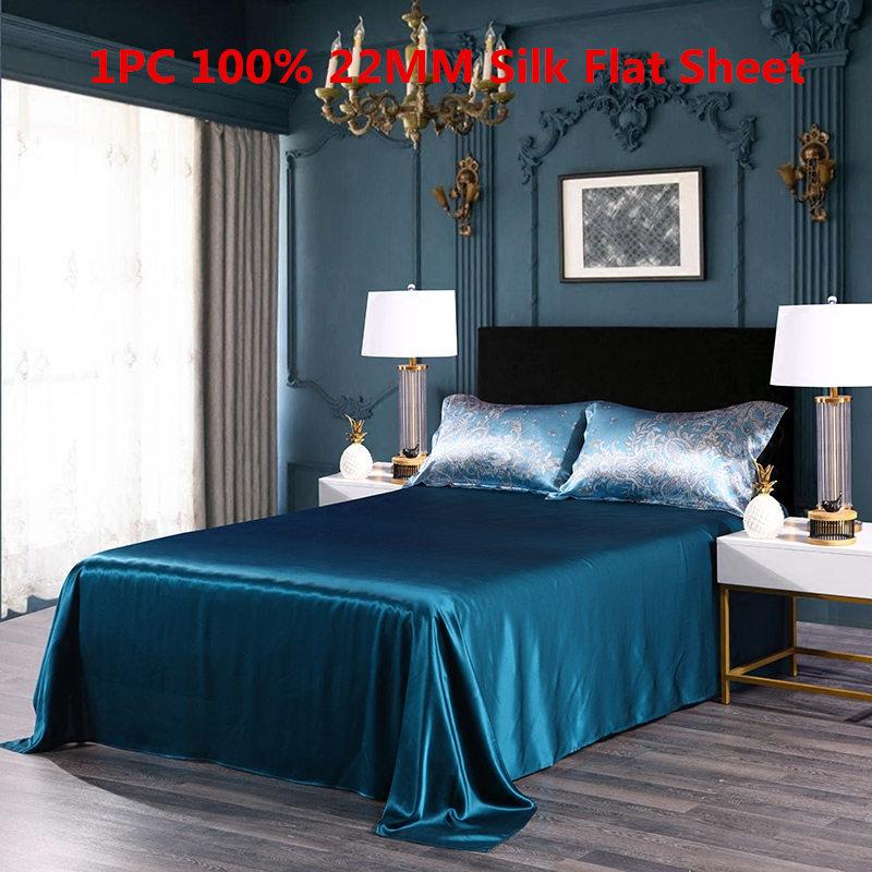 

Silk Flat Sheet 1PC 100% Mulberry 22mm heavy Silk Solid Color Custom order is acceptable ls0114-190619, White