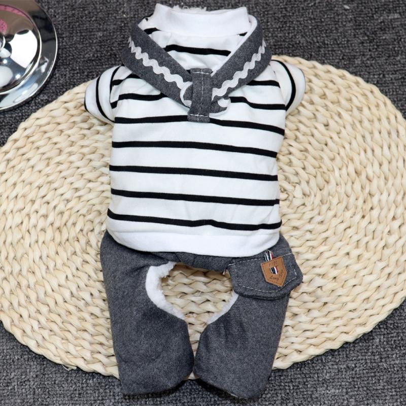 

Plush black striped shirt one-piece cat and dog clothes pet dog coat puppies Christmas Easter clothes Chihuahua puppies