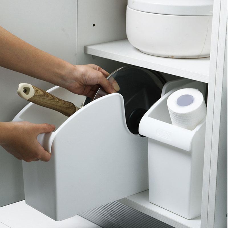 

Kitchen Pot Storage Rack Storage Box Pulley Cover Pot Plastic Shelf Kitchen Utensils Box Spice Plate BJS1