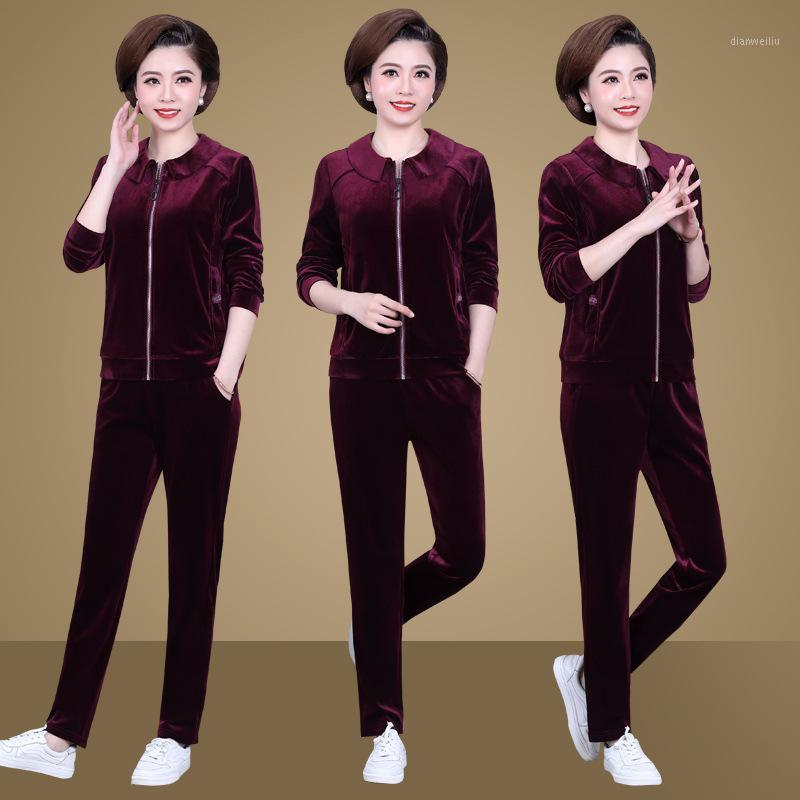 

Women Sportswear Tracksuit Velvet Loose Jacket Autumn Female Outfit Workout Running Jogger Casual Set Sport Suit Sweatshirt+pant1, Green