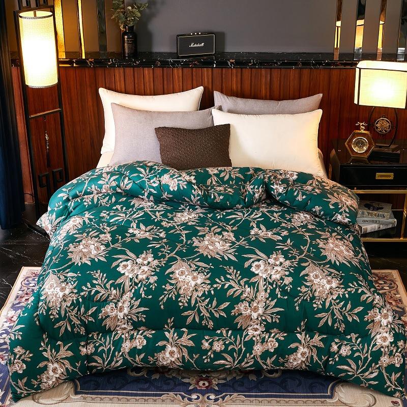 

High Quality Flower Thick Warm Winter Luxury Home&hotel Quilt/Comforter/Duvet Cotton Cover Twin Queen  Size Four Seasons, Brown