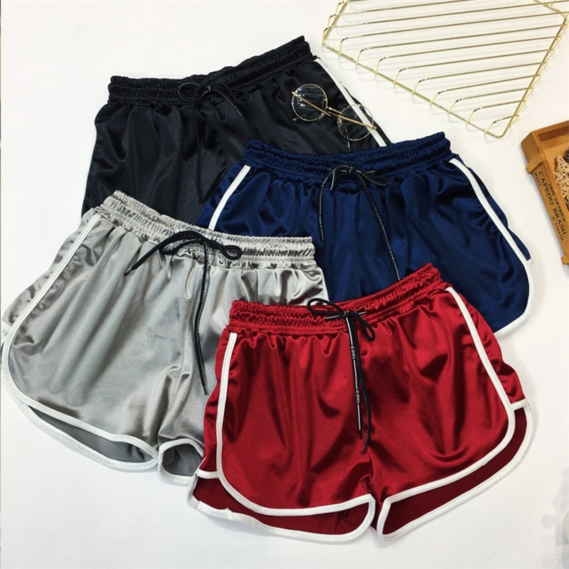 

Big Size Casual Fitness Booty Shorts Women's Loose Drawstring High Waist Silk Short Girls Summer Casual Plus Size Shorts 4XL 5XL Y200512, White;black