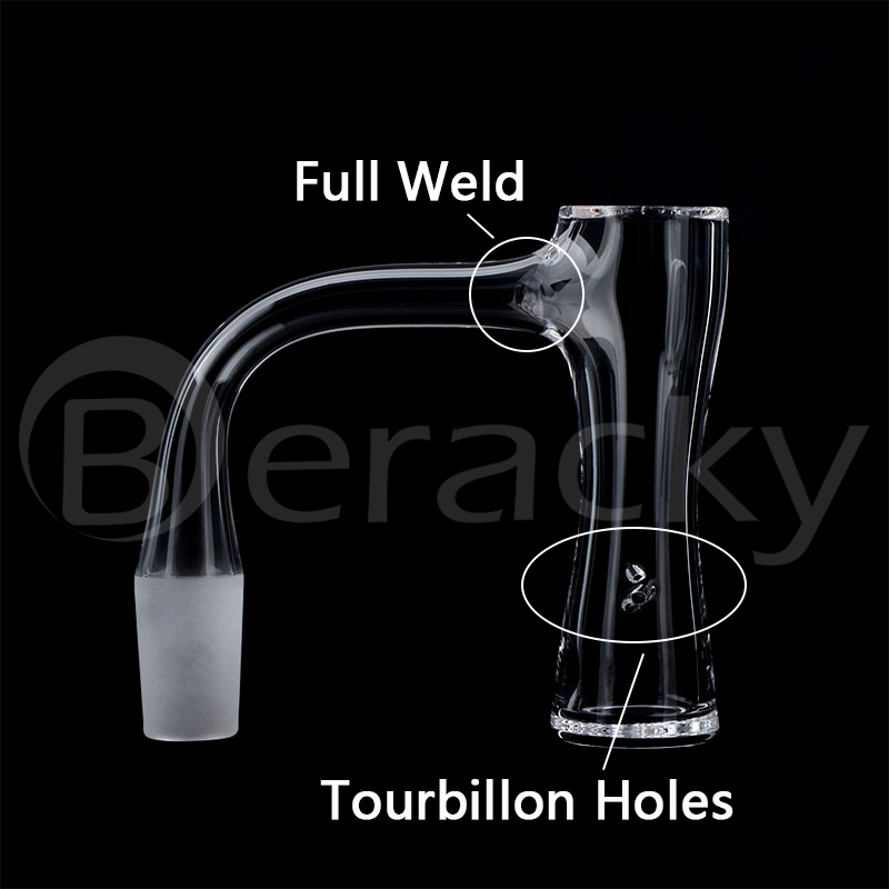 

Beracky Smoking Full Weld Quartz Banger Beveled Edge 22mmOD Hourglass Style Seamless Bangers Nails With 2pcs Tourbillon/Spinning Air Holes For Glass Bongs Dab Rigs