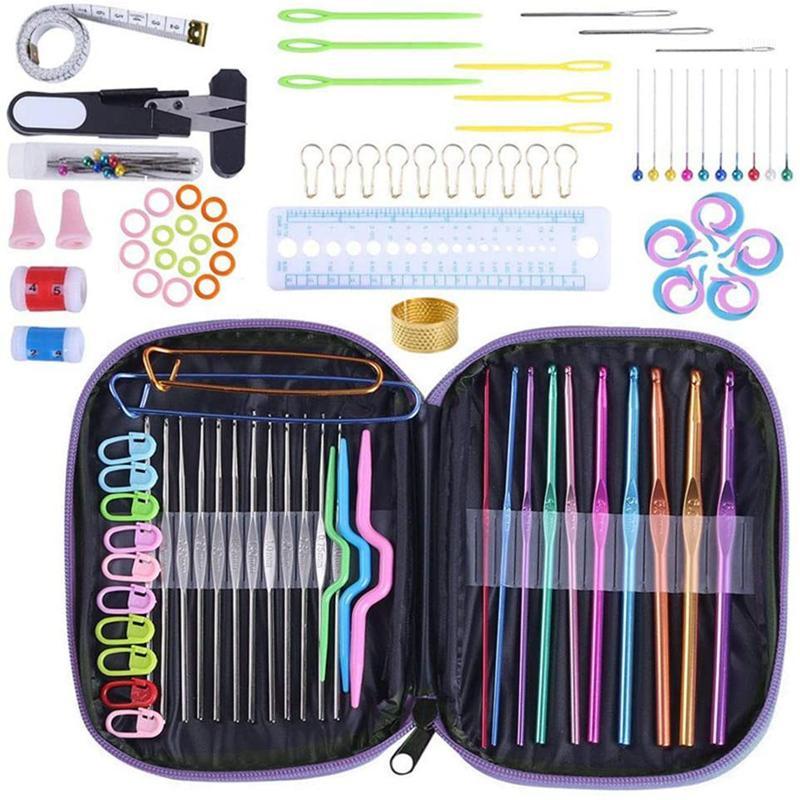 

100Pcs Crochet Hook with Yarn Knit Gauge Stitch DIY Tools Kit1