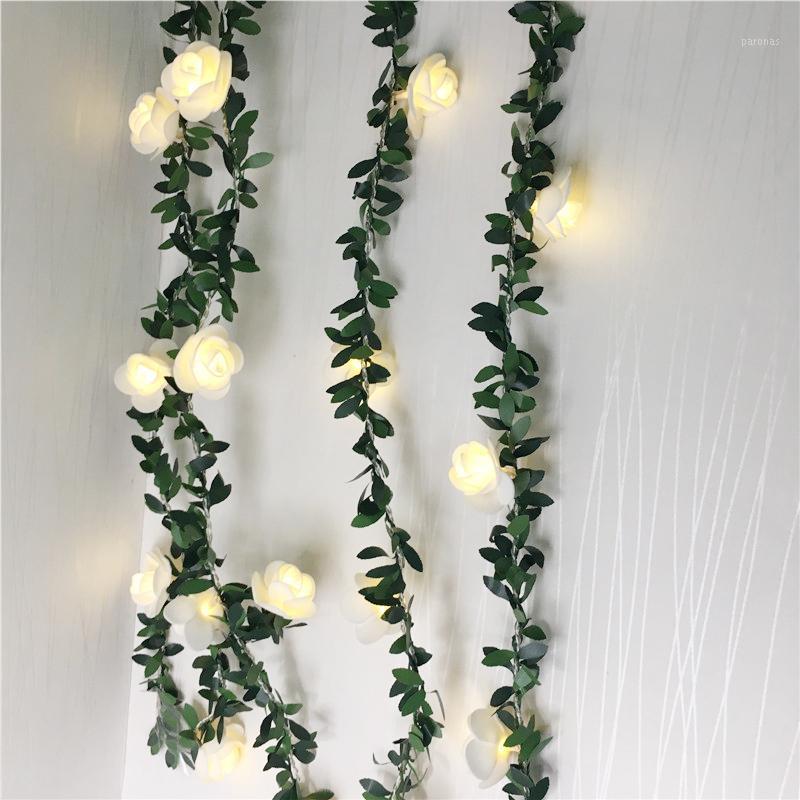 

Decorative Flowers & Wreaths 6M 3M LED Light Artificial Rose Flower String Warm White Lights With Ivy Leaf For Wedding Xmas Holiday Backgrou