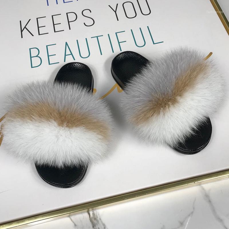 

Fur Slippers Real Fur Slippers 2020 New Fashion Comfort Flat Sandals Fluffy Slides Women1