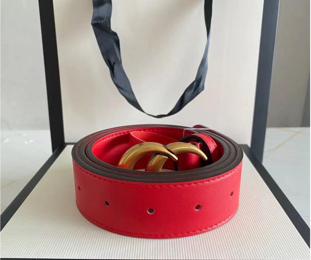 

2021 latest women's belt gold buckle leather classic black red white 2.0cm3.0cm3.5cm4.0cm length 90-125cm 333