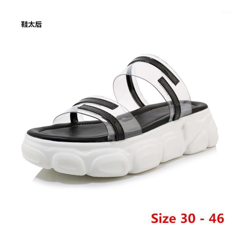 

Med High Heel Platform Sandals Female Summer Women Thick Bottom Shoes Wedge Open Toe Women's Sandals Small Big Size 30 - 461, White