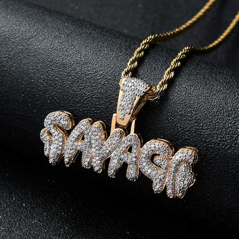 

Hip Hop Cubic Zircon Letters Pendant Men Necklace High Quality Rock Chain Link Luxury Jewelry