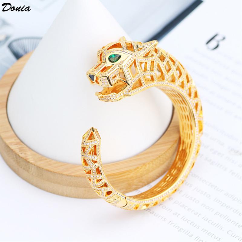 

Donia Jewelry Fashion domineering exaggerated leopard hollow bracelet micro-inlaid zircon bracelet unisex open