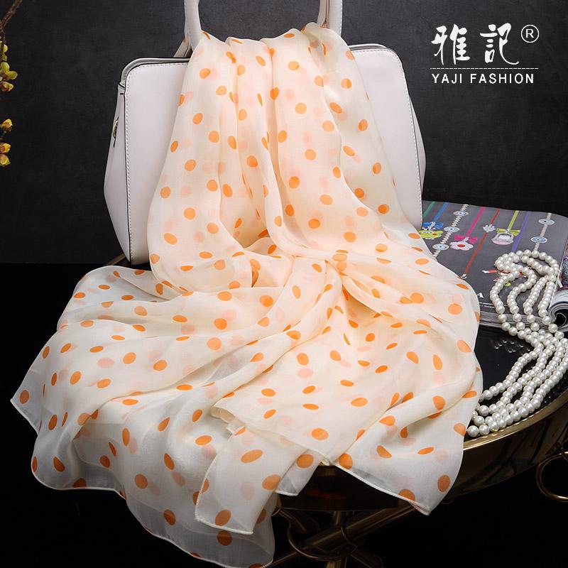 

Orange dot silk scarf Women 2021 polka dot soft and elegant Hangzhou 100% silk scarf shawl long shawl spring autumn winter