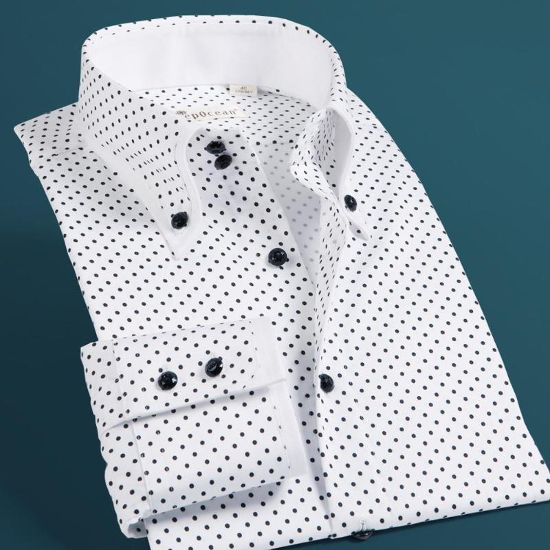 

DEEPOCEAN Business White Shirt Mercerized Cotton Men's Long Sleeve Korean Slim Fit Long Shirt Fashion, Ddx35566l