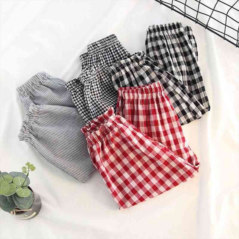 

spring summer girls boys casual plaid pant baby kids children trousers, Blue