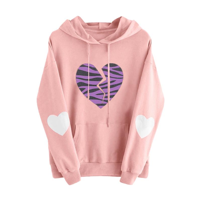 

Womens Long Sleeve Heart Pocket Hoodie Sweatshirt Jumper Pullover Tops Blouse, Pk