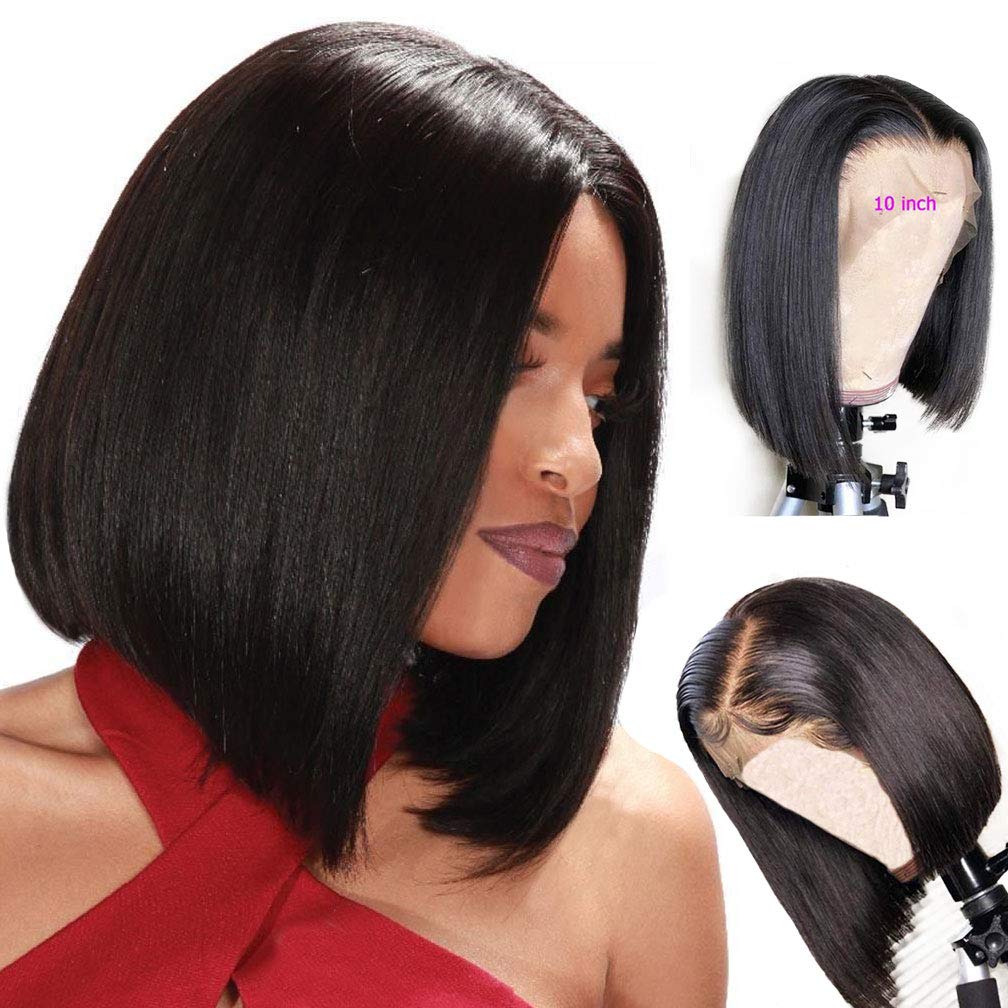 

clean up inventory Short Straight Bob Cut Lace Front Wigs 13x4 Natural Black Human Hair Wigs Brazilian Virgin Hair Pre Plucked
