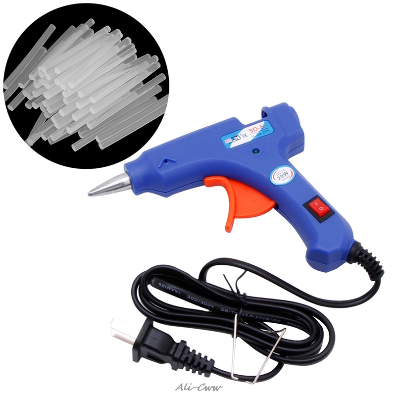 

Professional Electric Heating Hot Melt Glue Gun 20W 50Pcs Glue Sticks Adhesive