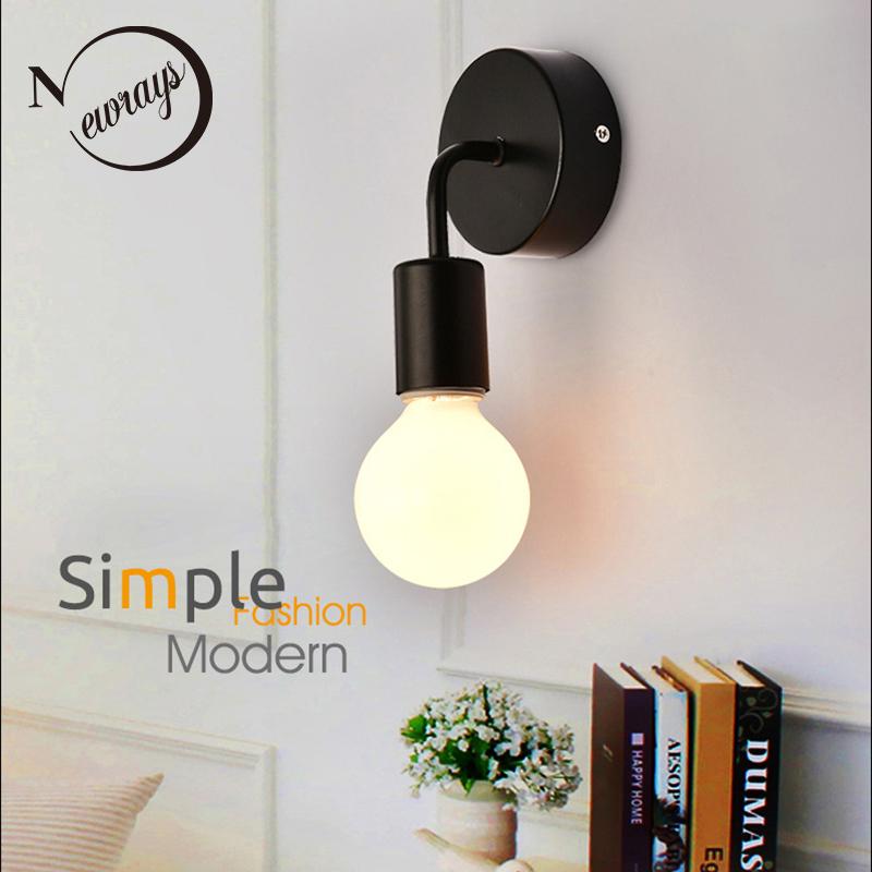 

Metal black white simple wall lamp LED E27 modern industrial wall light for bedroom office aisle corridor washroom living room