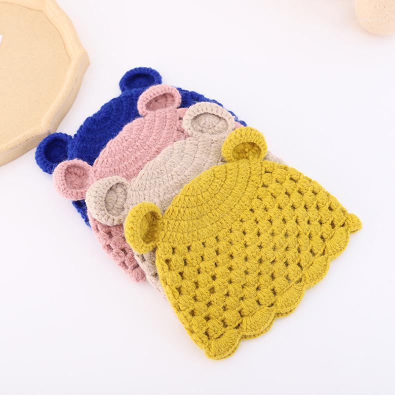 

2020 Children's woolen hats Bear ears autumn new children's hats handmade woolen1