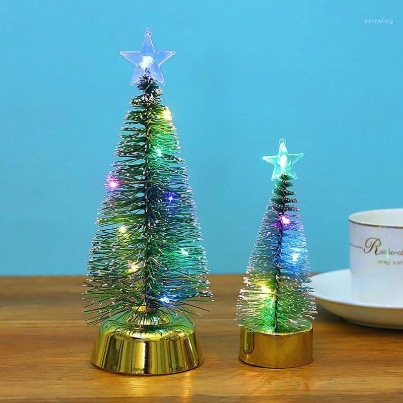 

Christmas Decorations DIY Mini Tree & Colorful LED Lights Tabletop Artificial Small Pine For Halloween Festival
