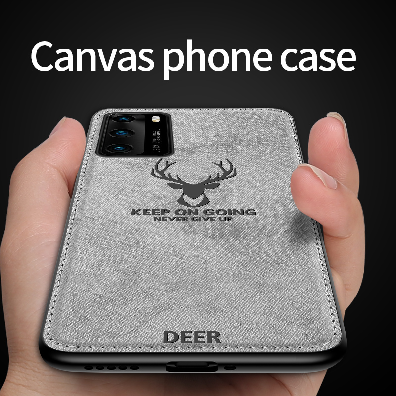 

Skeypaik Magnetic Cloth Texture Deer Case For Huawei P30 P40 Pro Built-in Magnet Soft TPU Back Cover Lens, Blue bat2