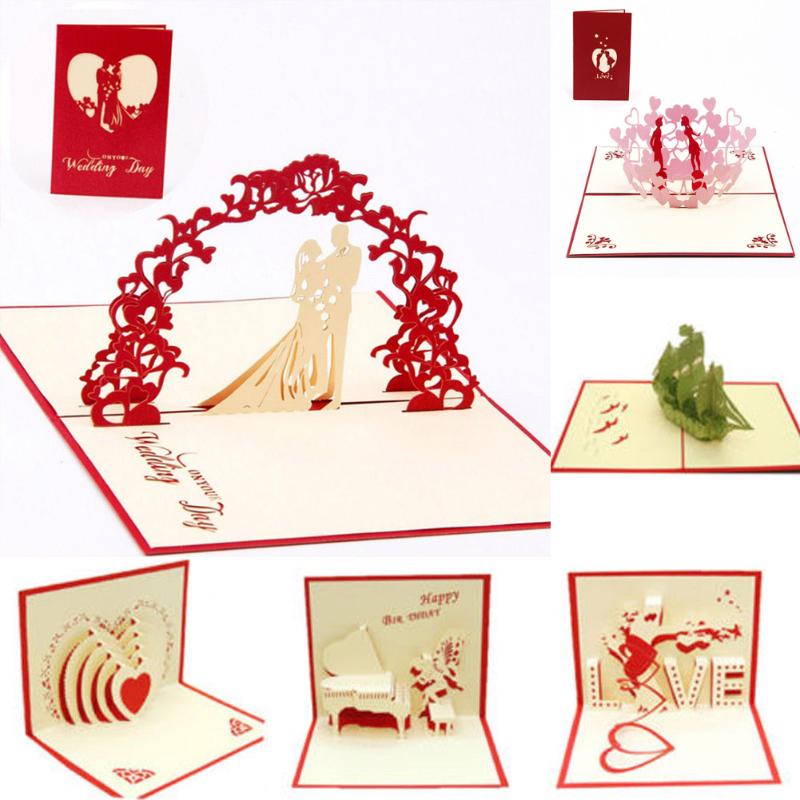 

Anniversary Valentine's Day Wedding 3D Up Greeting Card Happy Birthday Card