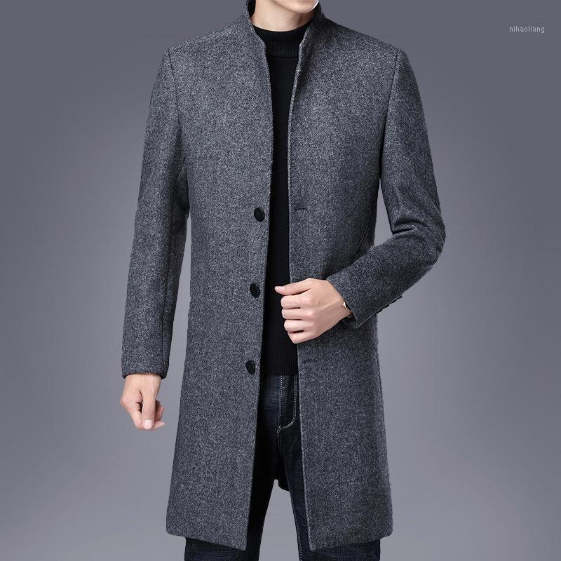 

and winter fur coat male long windbreaker male han edition cultivate morality single wool overcoat woolen cloth coat1, Black